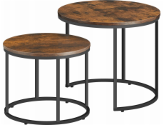 Leobert Konferenční stolek Kulatý 2dílný - rustikální / černé nohy