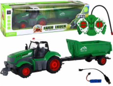 LeanToys R/C zelený traktor na dálkové ovládání s přívěsem