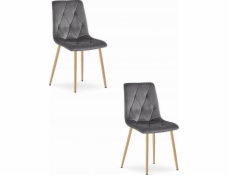 Leobert Židle LIBRA - tmavě šedý samet / nohy v barvě dřeva x 2