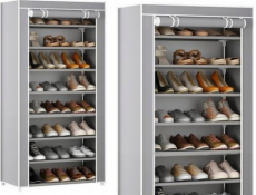 LeanToys Organizér na botník s 8 úrovněmi, šedý LEAN Toys