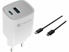 Natec Nabíječka Ribera 1x USB-A 1x USB-C 3 A (NUC-2140) + kabel USB-C - USB-C 2 m černá