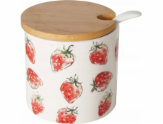 Boltze Keramická nádoba s lžičkou a bambusovým víkem, JAHODA