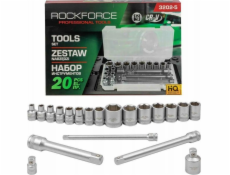 Rockforce Sada nářadí 3/8  sada nářadí 20dílná. s objímkami (6-22 mm), adaptéry a prodlužovacími hlavicemi Rockforce Sada nářadí 3/8  sada nářadí 20dílná. s objímkami (6-22 mm), adaptéry a prodlužovacími hlavicemi