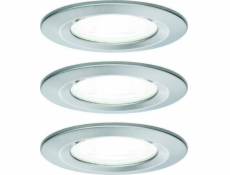 Paulmann Sada zapuštěného svítidla Nova Fixed LED IP44 3x6,5W 4000K 230V GU10 51mm Kartáčované železo/hliník
