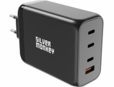Silver Monkey Nabíječka Nabíječka Silver Monkey GaN SMA153 200W 3xUSB-C PD USB-A QC 3.0 - Černá