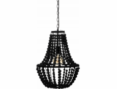 Atmosphera Závěsná lampa GOYA s korálkovým lustrem, dřevěná, černá