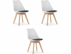Leobert Židle MARK černá a bílá / přírodní nohy x 3