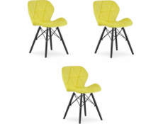 Leobert Židle LAGO Samet - žluté / černé nohy x 3
