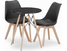Leobert Sada kulatého stolu TODI 60 černý + 2 židle MARK černé