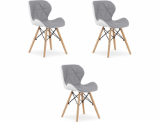 Leobert Židle LAGO ekokůže - šedobílá x 3