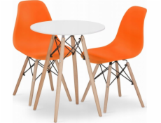 Leobert Sada TODI 60 bílý kulatý stůl + 2 oranžové židle OSAKA