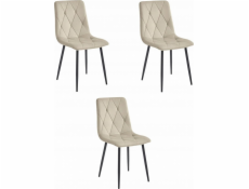 Leobert Židle LIBRA - sametová béžová barva / černé nohy x 3