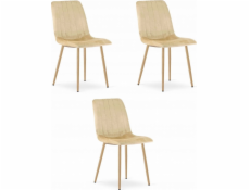 Leobert Židle LAVA - béžový samet / nohy v barvě dřeva x 3