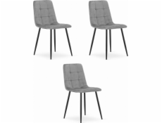Leobert Židle KARA - světle šedý samet / černé nohy x 3