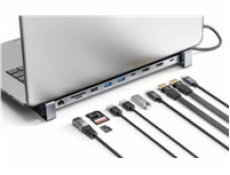 MANHATTAN Dokovací stanice USB-C 10v1, 2xHDMI, USB-C 3.0, USB-C PD 100W, 3xUSB-A 3.0, SD/microSD, RJ45