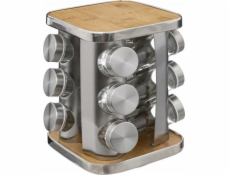 5five Stojan na koření 12 sklenic, bambus a nerezová ocel