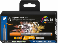 Staedtler MultiInk pigmentové umělecké štětcové pero STAEDTLER sada 6 kusů, šedá a karamelová, maloobchod