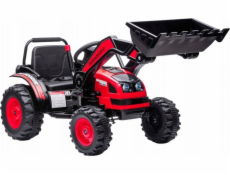 TRITON Baterkový traktor pro děti červený + pohyblivé rameno + dálkové ovládání + pomalý start + FM rádio + LED