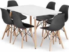 Leobert Sada obdélníkového stolu ADRIA 120x80 bílý + 6 židlí OSAKA černá