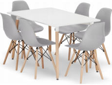 Leobert Sada obdélníkového stolu ADRIA 120x80 bílý + 6 židlí OSAKA šedá