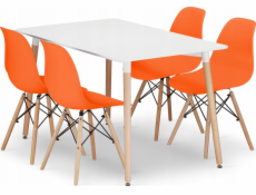 Leobert Sada obdélníkového stolu ADRIA 120x80 bílý + 4 židle OSAKA oranžová