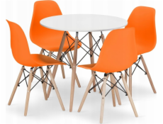 Leobert Sada kulatého stolu TODI 80 bílá + 4 oranžové židle OSAKA