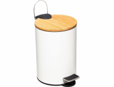 5five Koš na prádlo s bambusovým víkem, MODERN, bílý, 3 l