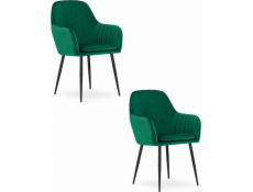 Leobert Židle LUGO - zelený samet / černé nohy x 2