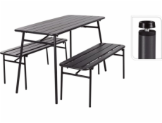 ProGarden 3dílná sada zahradního nábytku ProGarden: stůl a lavice, ocel, šedá