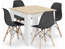 Leobert Sada čtvercového stolu 80x80 dub sonoma + 4 židle OSAKA černé