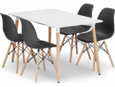 Leobert Sada obdélníkového stolu ADRIA 120x80 bílý + 4 židle OSAKA černá