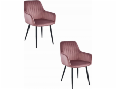 Leobert Židle SOLDEN - růžový samet / černé nohy x 2