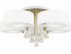 Mdeco Stropní lampa Glamour DRS8006/521QG Stropní lampa MDECO se stínidlem a řetězy, bílá mosaz