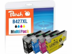 Peach Inkoustová kazeta Peach PI500-401, 4 ks. Náhradní inkoust s vysokou výtěžností (XL) Černá, azurová, purpurová, žlutá