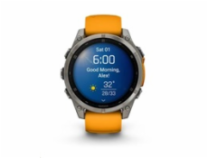 Garmin - fenix 8 Solar Sapphire - 51 mm - Titanium with Amp Yellow | Graphite Silicone Band, EU