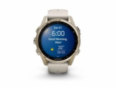 Garmin fenix® 8 – 43 mm, AMOLED, Sapphire, Soft Gold / Fog grey se silikonovým řemínkem, EU
