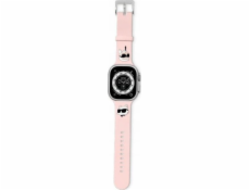 Karl Lagerfeld Řemínek Karl Lagerfeld KLAWLSLKCNP pro Apple Watch 4/5/6/7/8/9/SE/Ultra 42/44/45/49mm řemínek 3D gumové hlavy Karl&Choupette růžová/růžová