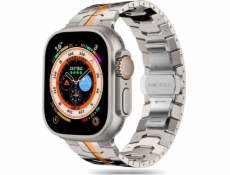 Tech-Protect Řemínek z nerezové oceli pro Apple Watch 4/5/6/7/8/9/SE/Ultra 1/2 42/44/45/49mm titan/oranžový