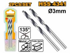 Ingco DBT1200024 Vrták do kovu HSS, sada 2ks, 2mm