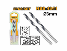 Ingco DBT1200034 Vrták do kovu HSS, sada 2ks, 3mm
