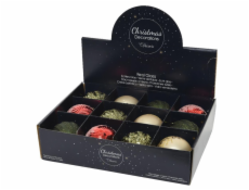 DECORIS Skleněná vánoční hračka 062587, 8 cm, 4 barvy