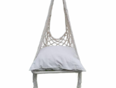 ZÁVĚSNÉ KŘESLO HOUPACÍ SÍŤKA 60x60x120CM S ECRU POLŠTÁŘEM
