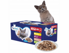 PREVITAL Mega Box Veal, salmon, liver, chicken - mokré krmivo pro kočky - 40X100g