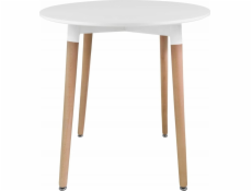 Leobert Kulatý stůl KAMI 80 cm - bílý / přírodní nohy