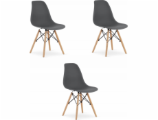 Leobert Židle OSAKA tmavě šedá / nohy z přírodního materiálu x 3