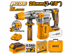 Ingco CRHLI202882 aku vrtací kladivo vč. 2ks baterie a nabíječky