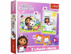 Trefl Gabbyin domeček pro panenky 2v1 puzzle s poznámkami a kočičí kamarádkou Gabbys Dollhouse