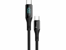 Extralink Pletený kabel USB Type-C na USB Type-C Smart Life 100W 2m černý s LED displejem