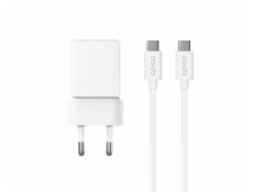 iStores by Epico Ultraboost GaN 20W síťový adaptér EA20 s 1,2m USB-C na USB-C kabelem - bílá