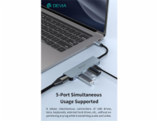 Devia USB-C Hub Leopard Series 5-in-1 EC702 - Deep Gray